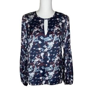 Waverly Grey Liberant Blouse Size XS Abstract Print Long Sleeve High Low